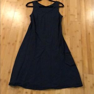 Navy blue sleeveless linen dress by VividLinen